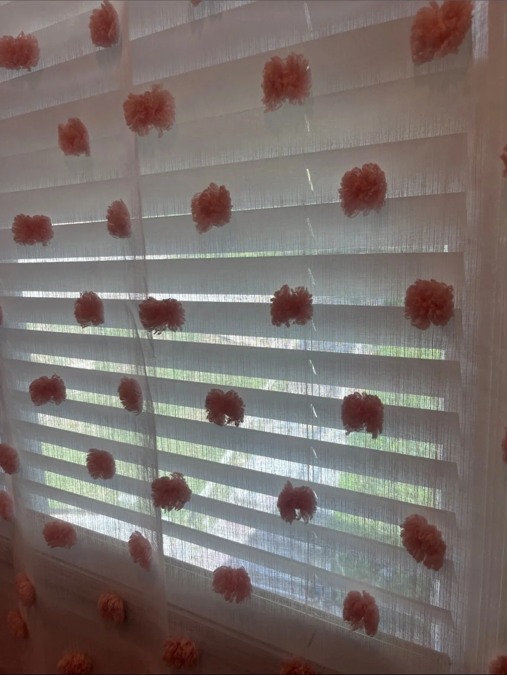 Sheer Pom Pom Curtain Panels - Pink -
